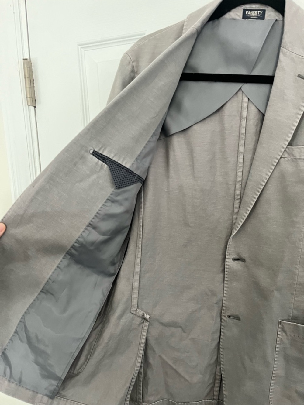 Faherty Light Gray Men's Blazer with Slate Lining - Picture 2 of 6